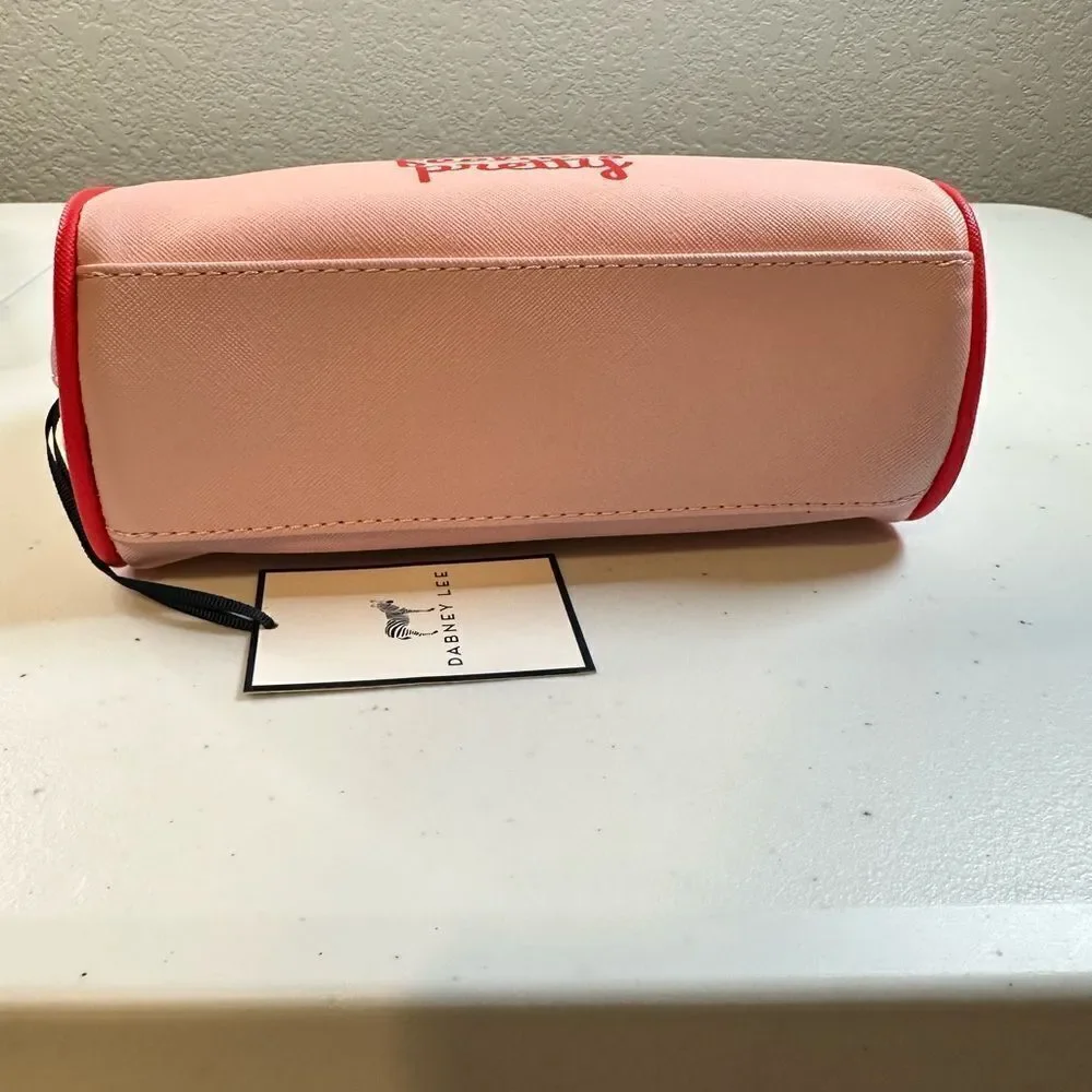 NWT Dabney Lee Pink Faux Leather Makeup Cosmetic Bag Top Zip “Feeling Pretty”